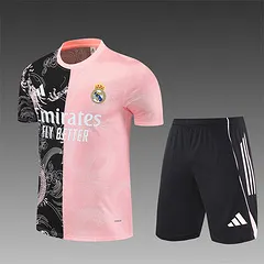 2025-26 Real Madrid black and pink short-sleeved training jersey