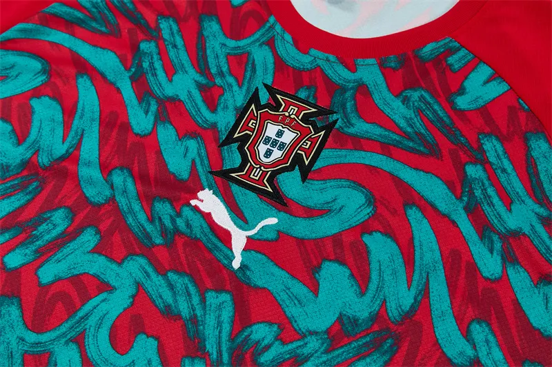 2026-27 Portugal Team Dark Red & Green Short-Sleeve Training Jersey