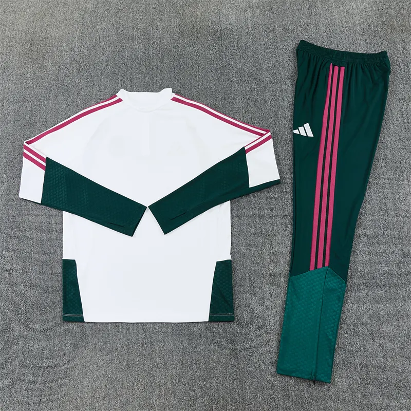 2026-27 Real Madrid White & Green Half-Zip Training Jersey