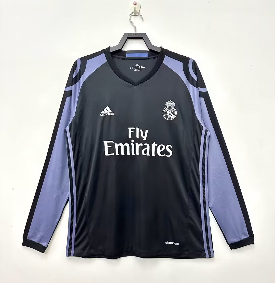 2016-17 Real Madrid Second Away Long Sleeve Retro Jersey