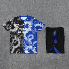 2025-26 Real Madrid Black Blue Short Sleeve Training Jersey