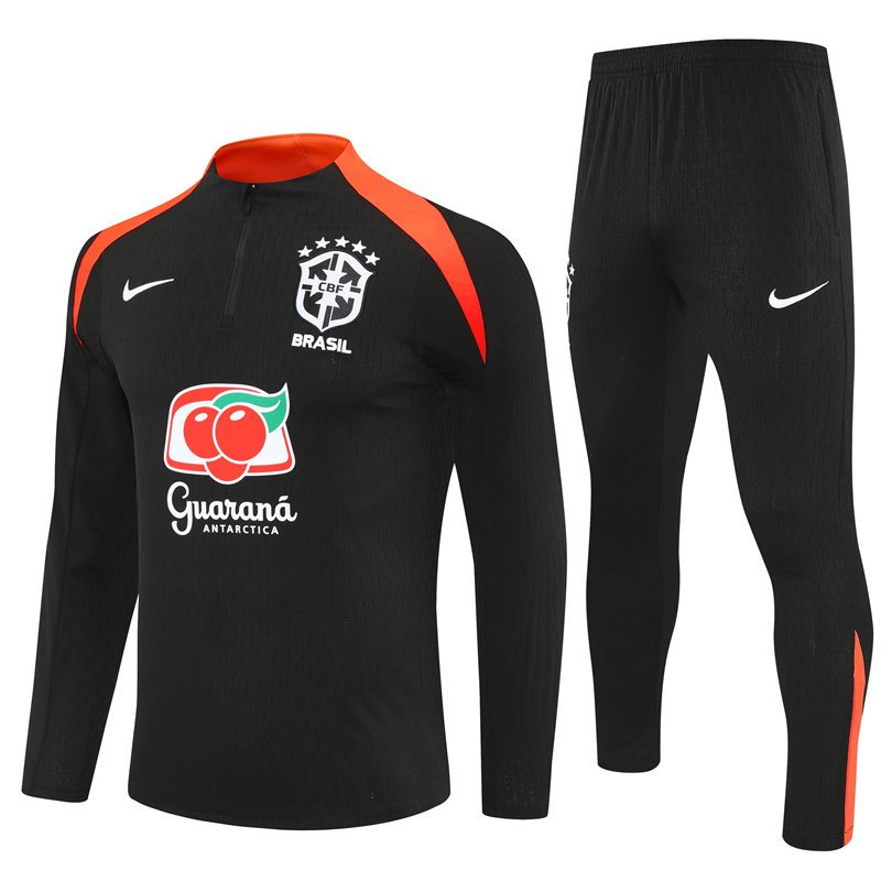 2025-26 Brazil Black Half-Zip Training Jersey