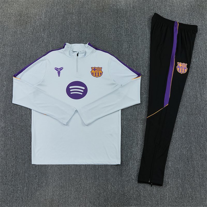 2026-27 Barcelona Red and Light Grey Half-Zip Training Jersey