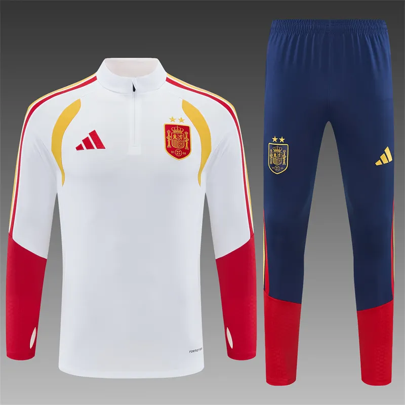 2026-27 Spain White Half-Zip Training Jersey (Two Stars)
