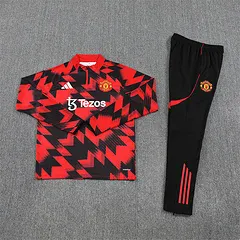 2025-26 Manchester United Red and Black Half-Pull Training Jersey