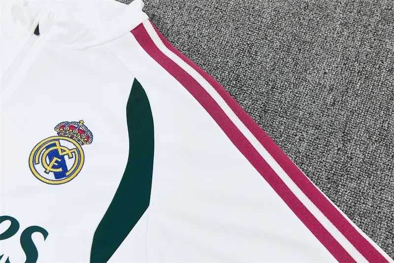 2026-27 Real Madrid White & Green Half-Zip Training Jersey