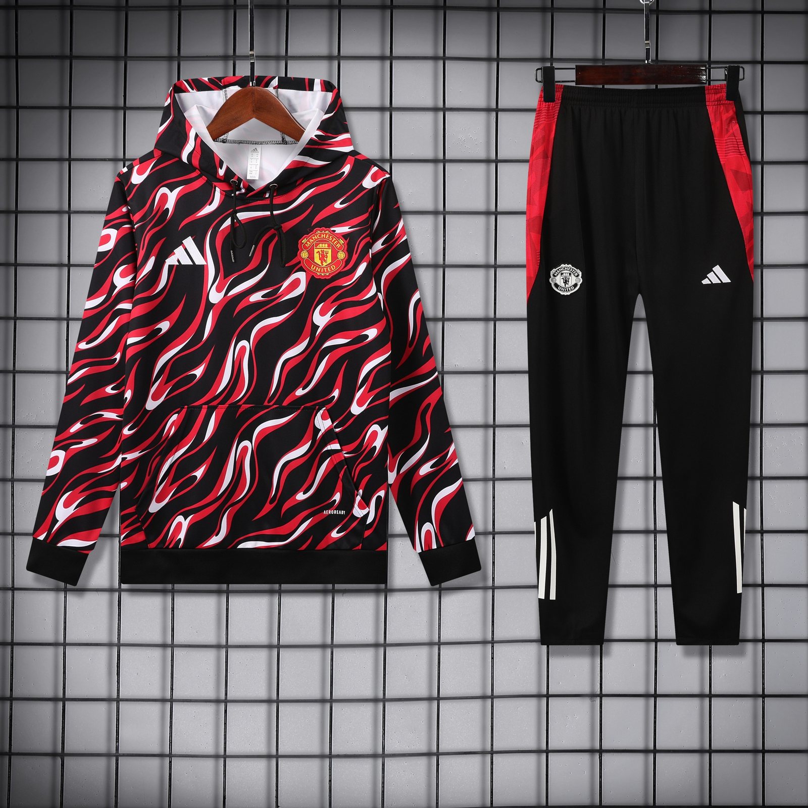 2025-26 Manchester United Black and Red Training Hooded Jersey
