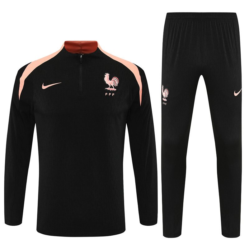 2025-26 France Black Half-Zip Training Jersey