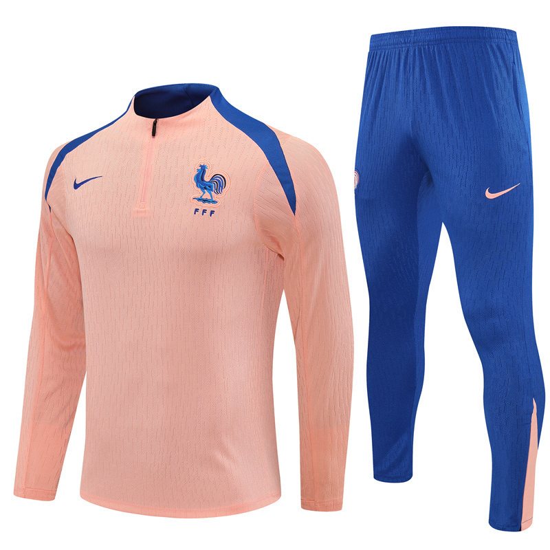 2025-26 France Light Pink Half-Zip Training Jersey