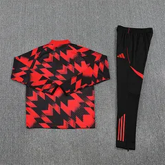 2025-26 Manchester United Red and Black Half-Pull Training Jersey
