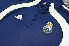 2025-26 Real Madrid Royal Blue Retro Half-Draw Training Jersey