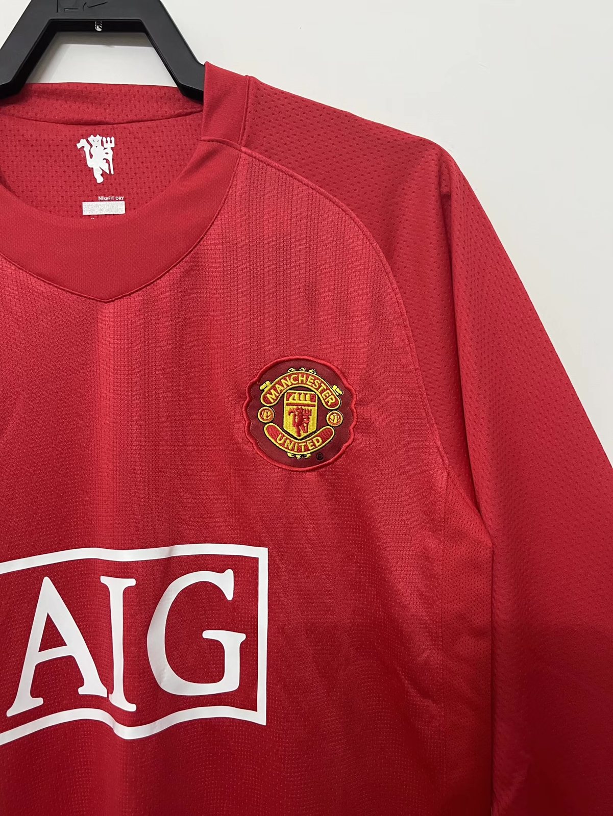 2007-08 Manchester United Home Long Sleeve Retro Shirt - League Plate