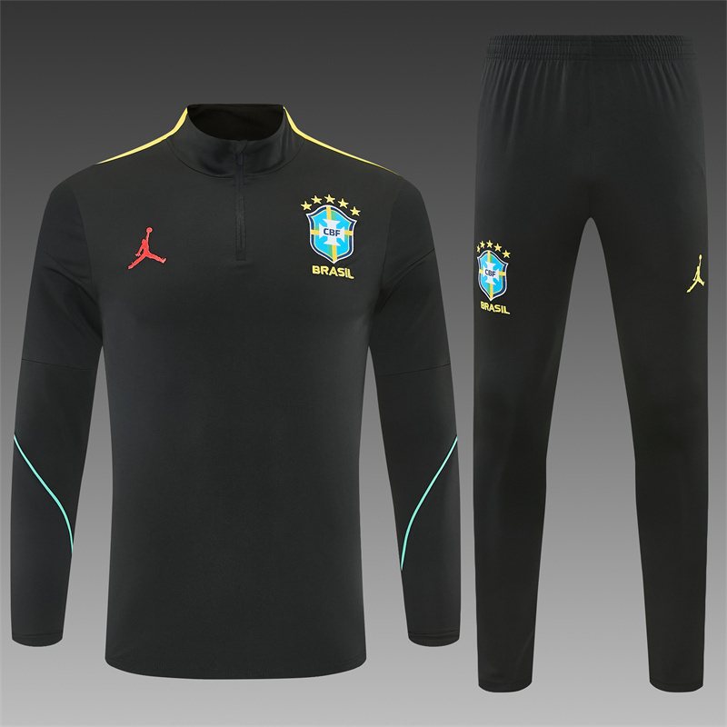 2026-27 Brazil Black Half-Zip Training Jersey