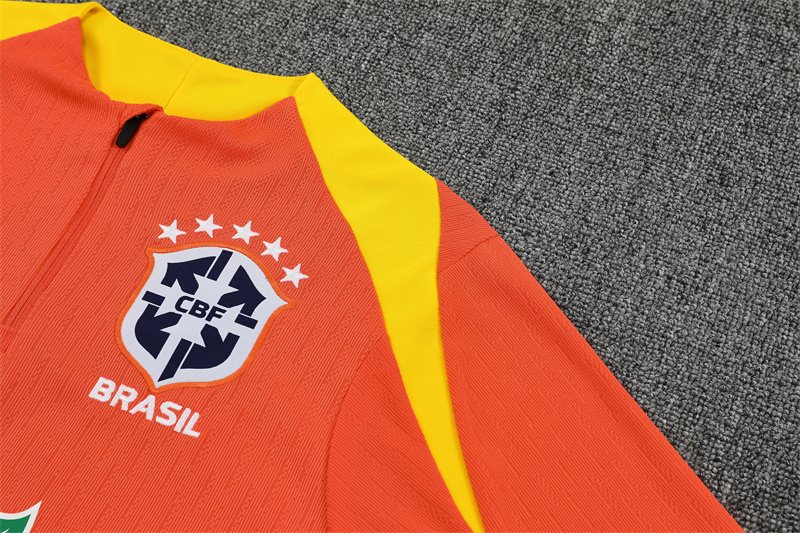 2025-26 Brazil Orange Half-Zip Training Jersey