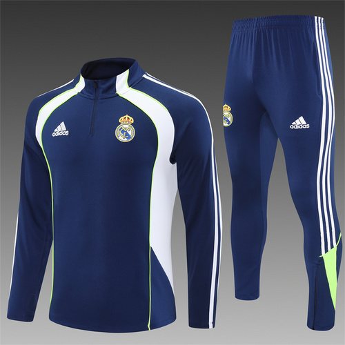 2025-26 Real Madrid Royal Blue Retro Half-Draw Training Jersey