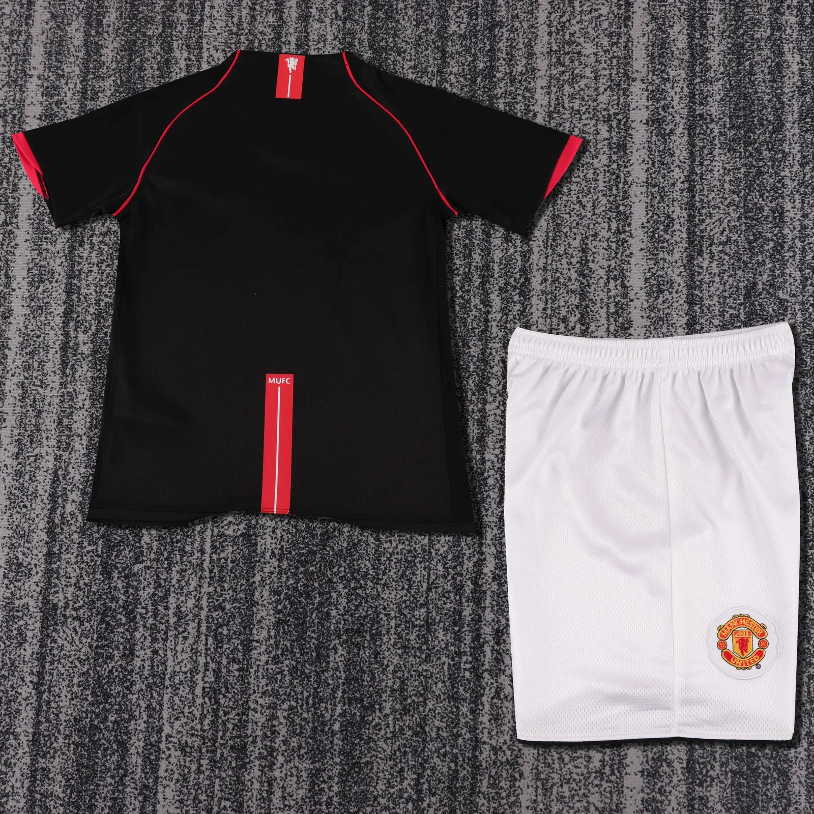 2007-08 Manchester United Away Retro Shirt Black - Kids Sizes