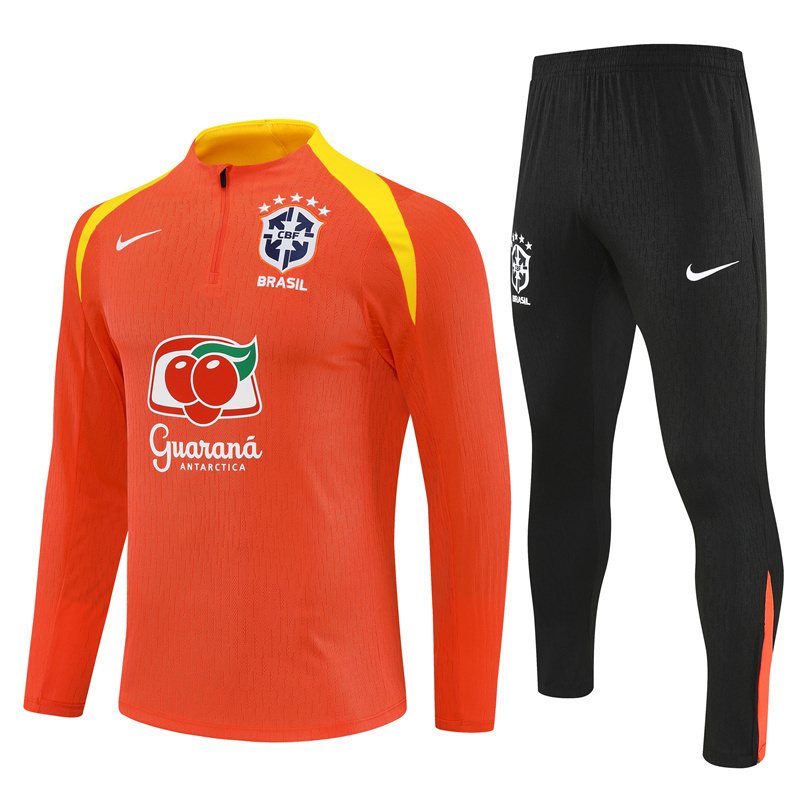 2025-26 Brazil Orange Half-Zip Training Jersey