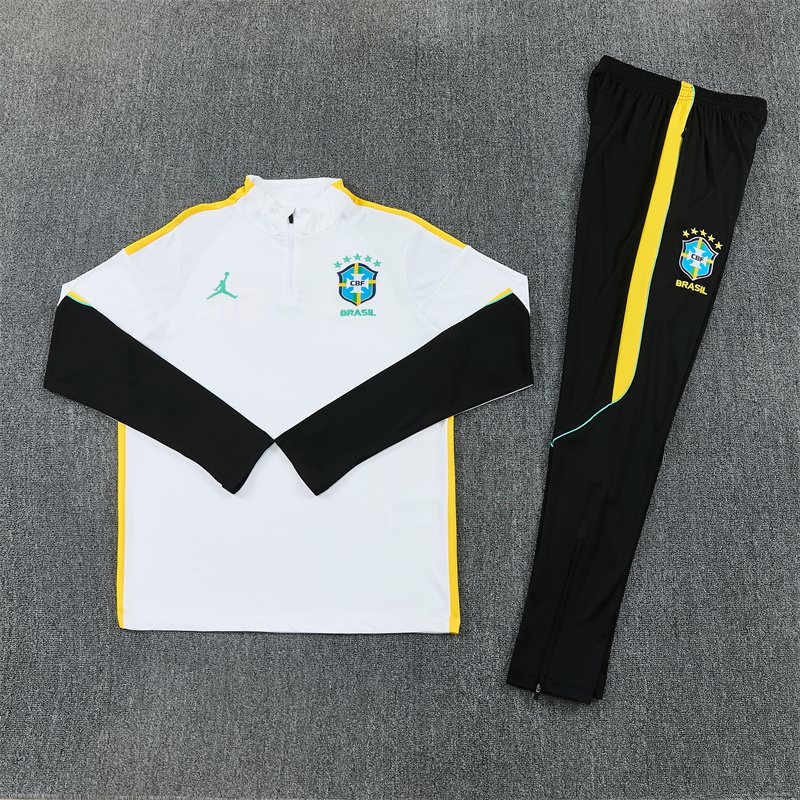 2026-27 Brazil Jordan White Half-Zip Training Jersey