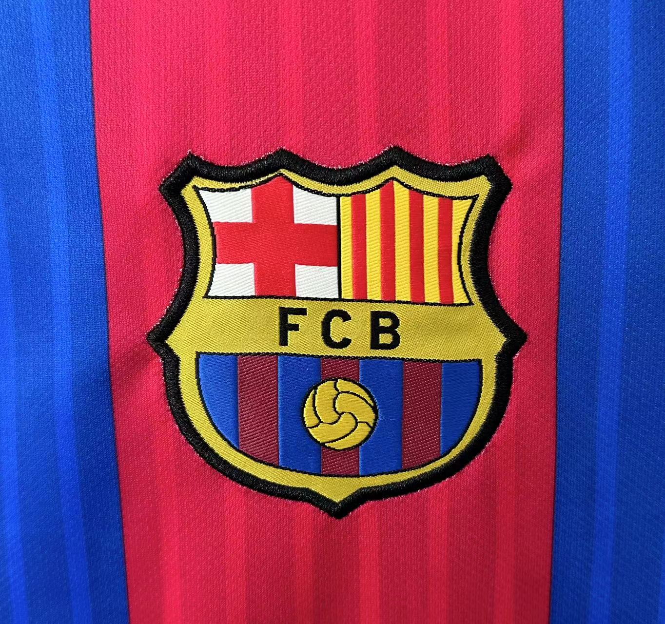 2016-17 Barcelona Home Long Sleeve Retro Jersey