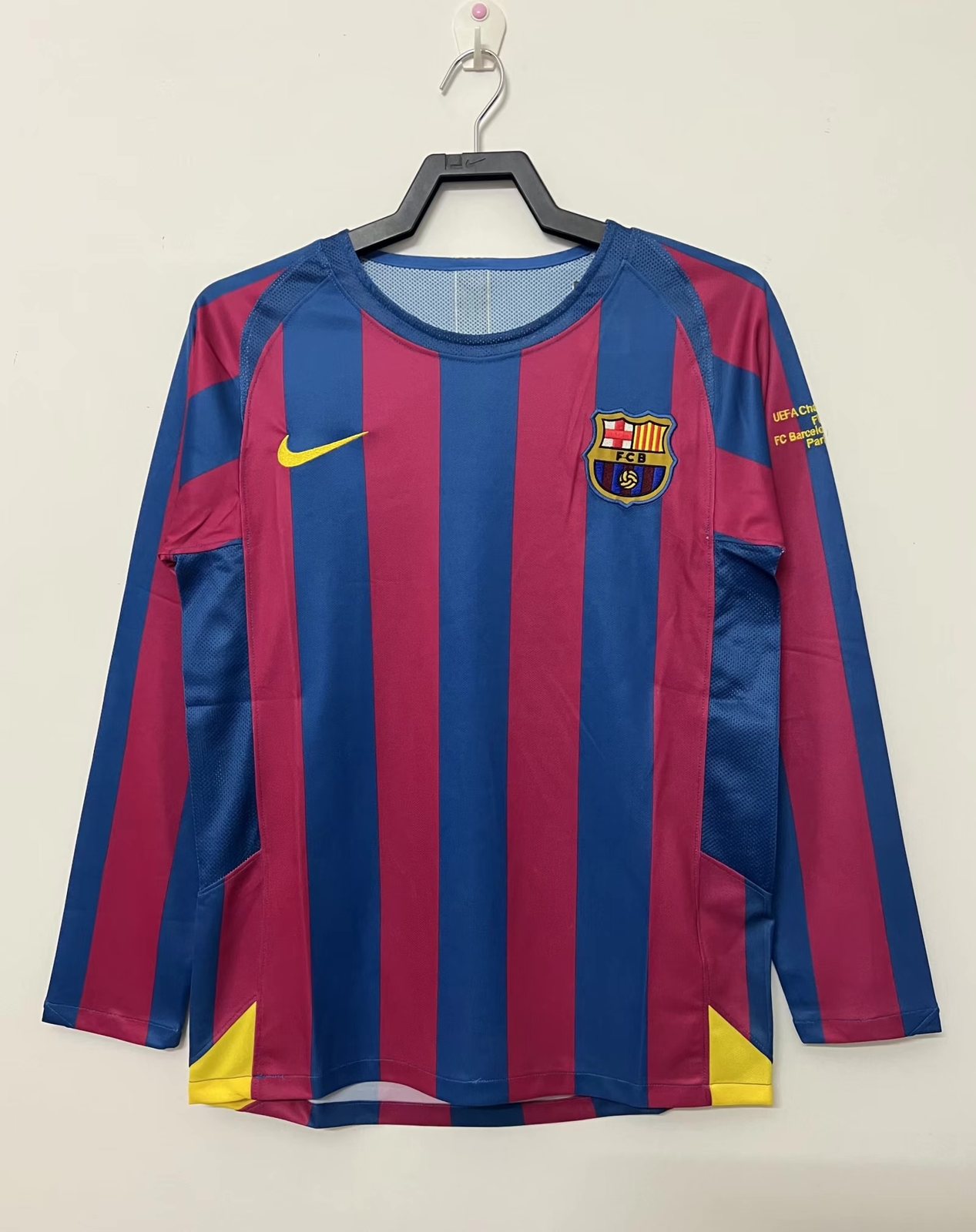 2005-06 Barcelona Home Long Sleeve Retro Shirt - Champions League Edition