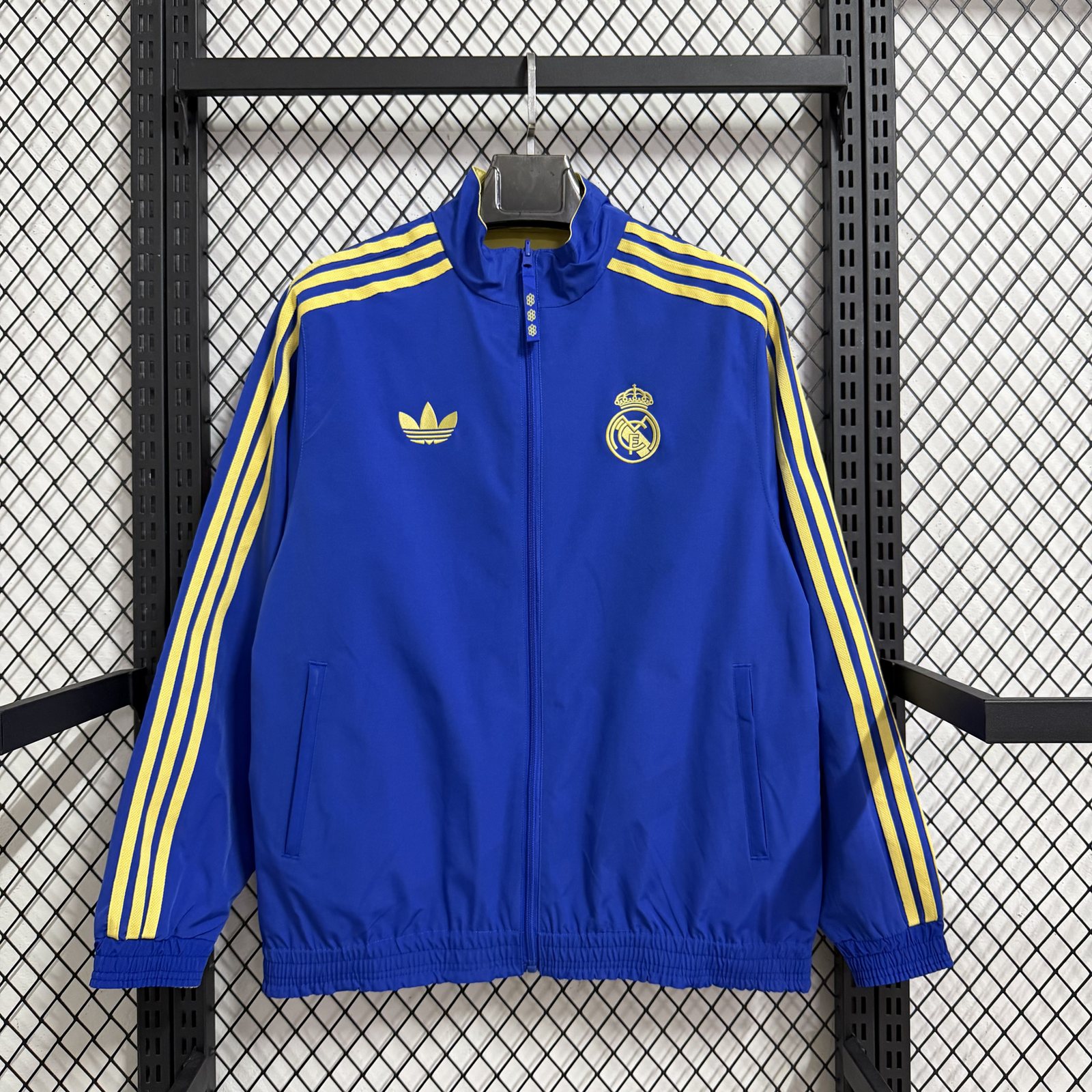 2025-26 Real Madrid Blue and Yellow Reversible Windbreaker Jacket