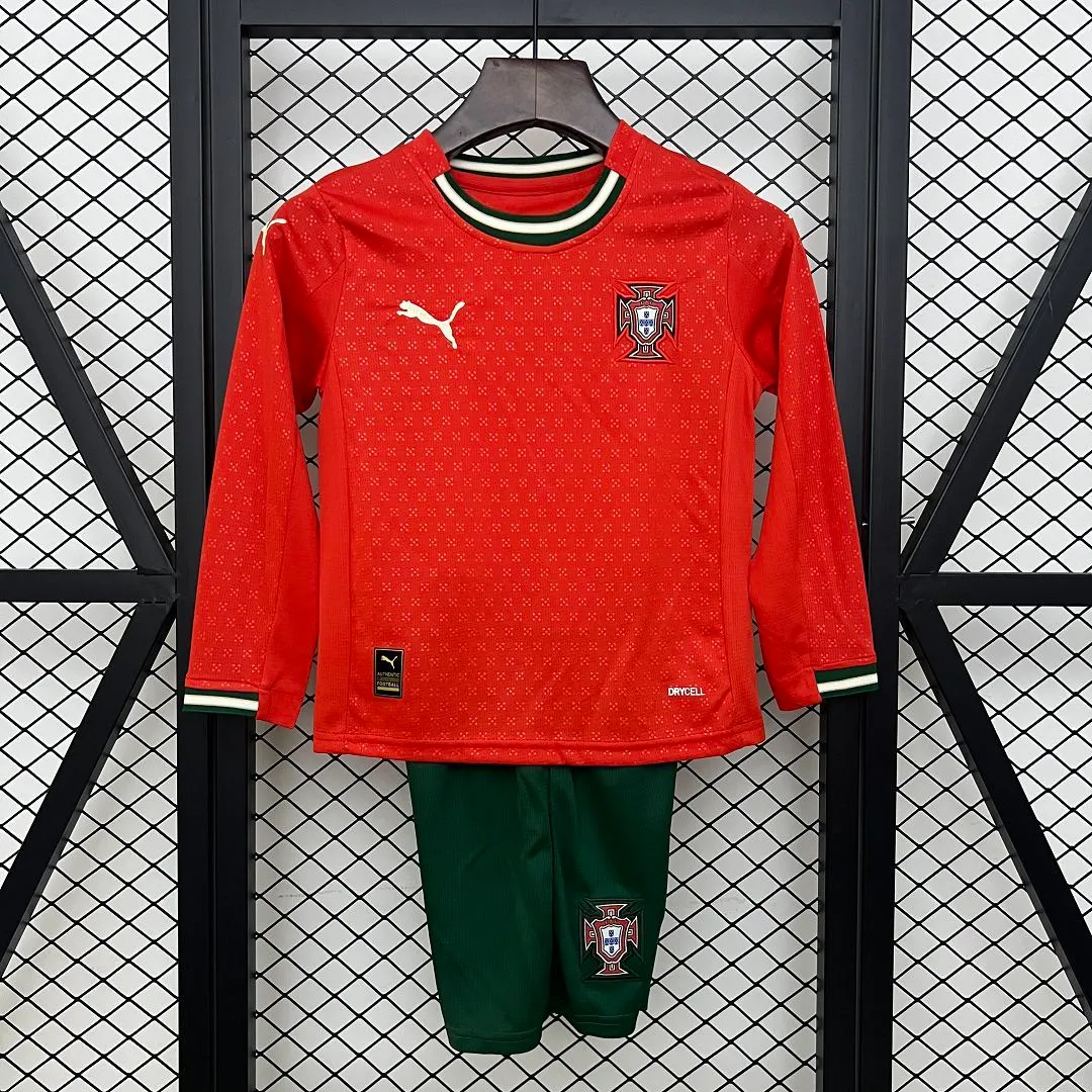 2025-26 Portugal Home Long Sleeve Shirt - Kids