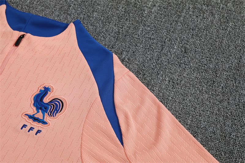 2025-26 France Light Pink Half-Zip Training Jersey