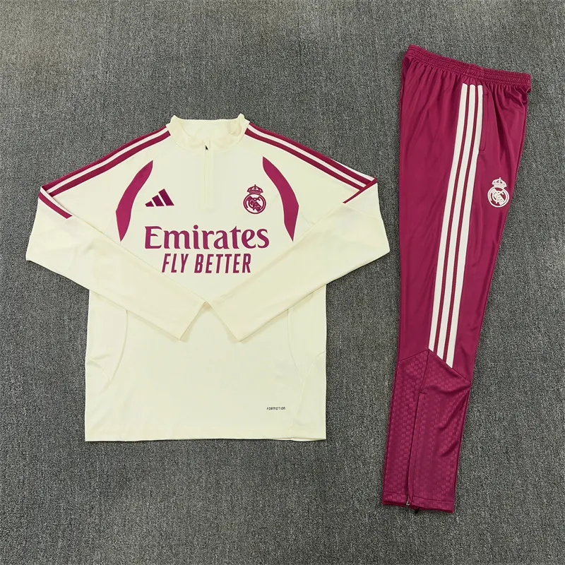 2026-27 Real Madrid Beige Half-Zip Training Jersey