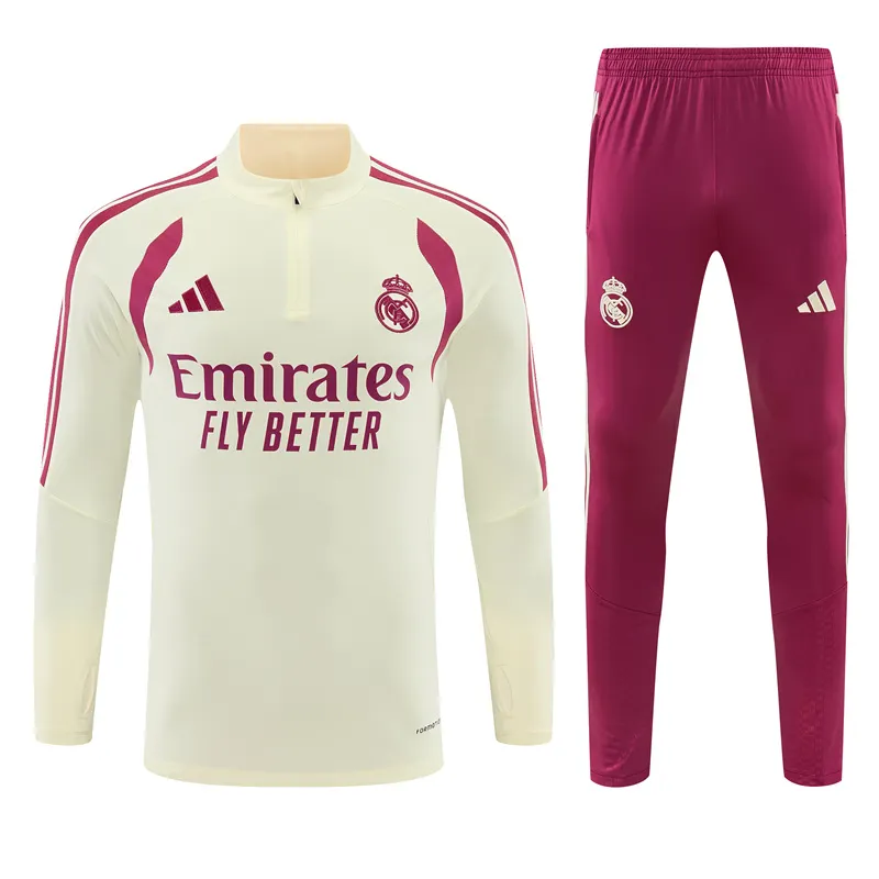 2026-27 Real Madrid Beige Half-Zip Training Jersey