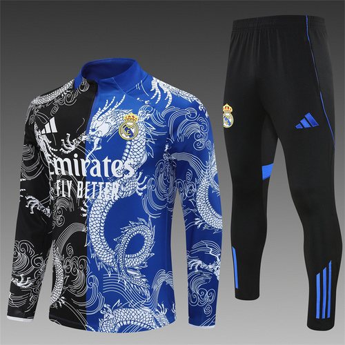 2025-26 Real Madrid Black and Blue Special Edition Half-Draw Training Jersey