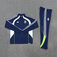 2025-26 Real Madrid Royal Blue Retro Half-Draw Training Jersey