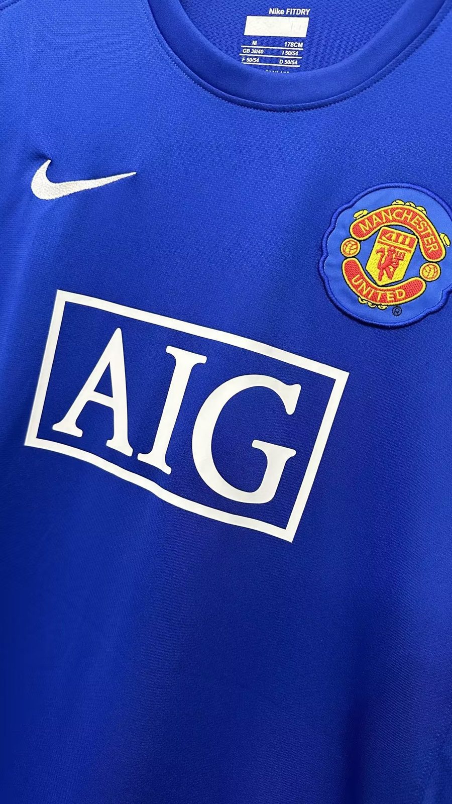 2008-09 Manchester United second away blue long-sleeved retro jersey
