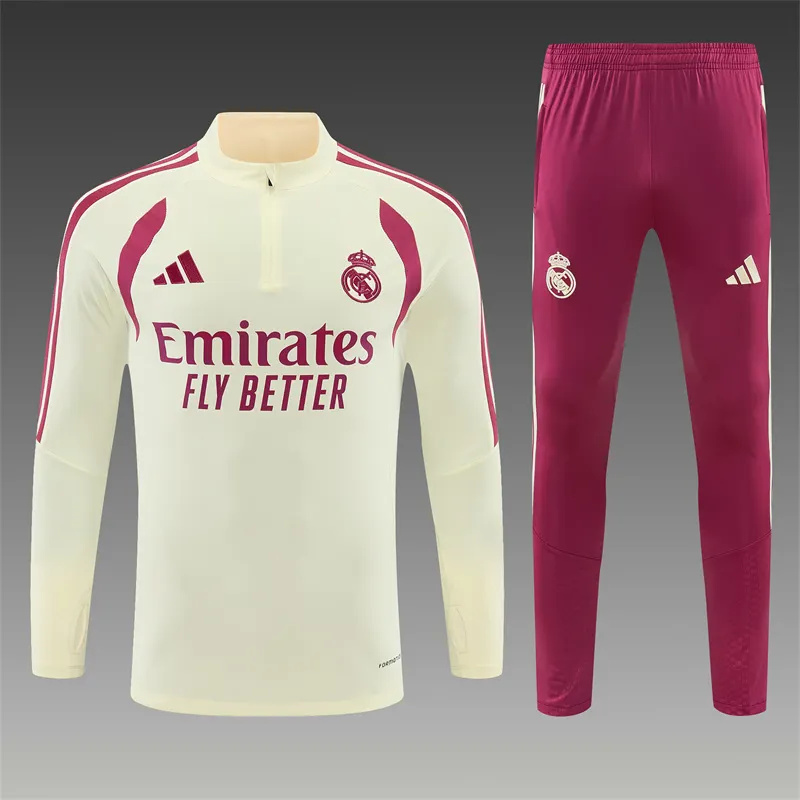 2026-27 Real Madrid Beige Half-Zip Training Jersey
