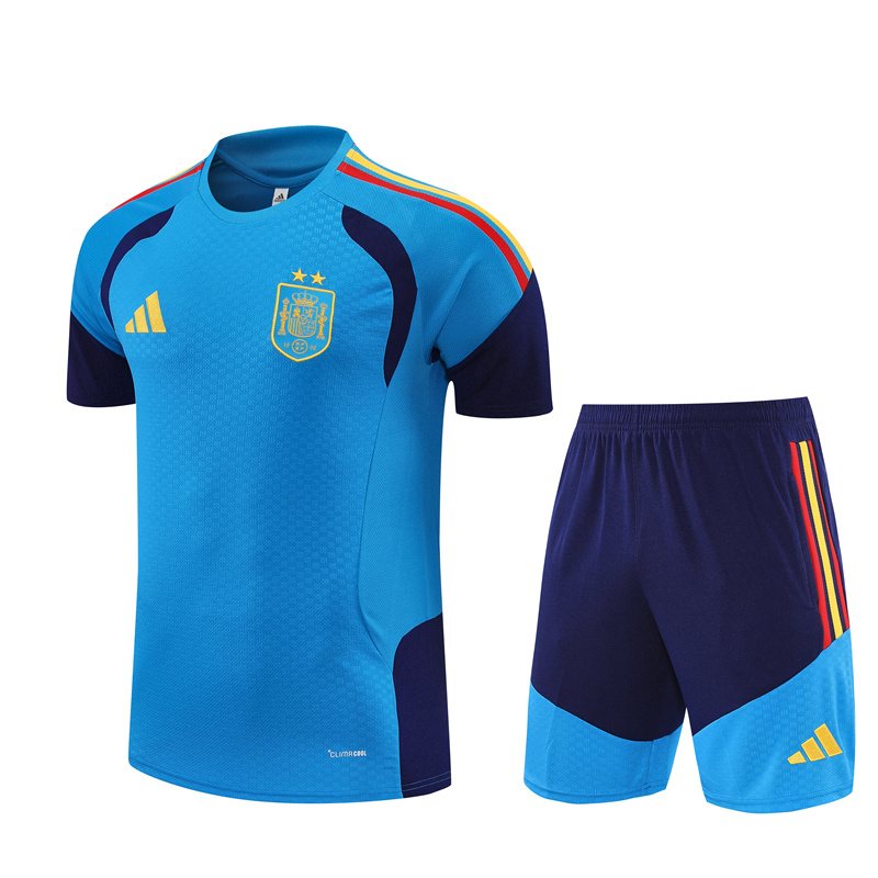 2026-27 Spain Team Lake Blue Short-Sleeve Training Jersey (Two Stars)