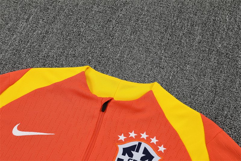 2025-26 Brazil Orange Half-Zip Training Jersey