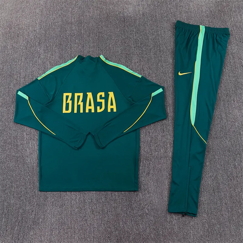2026-27 Brazil Dark Green Half-Zip Training Jersey