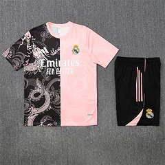 2025-26 Real Madrid black and pink short-sleeved training jersey