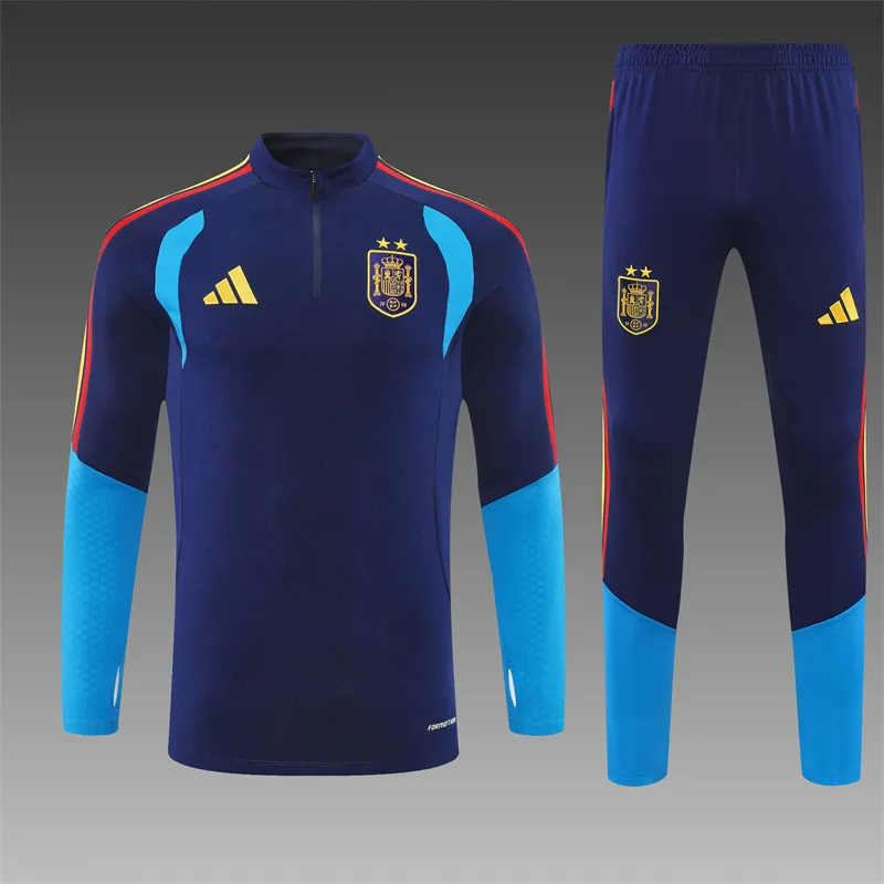 2026-27 Spain Royal Blue Half-Zip Training Jersey (Two Stars)