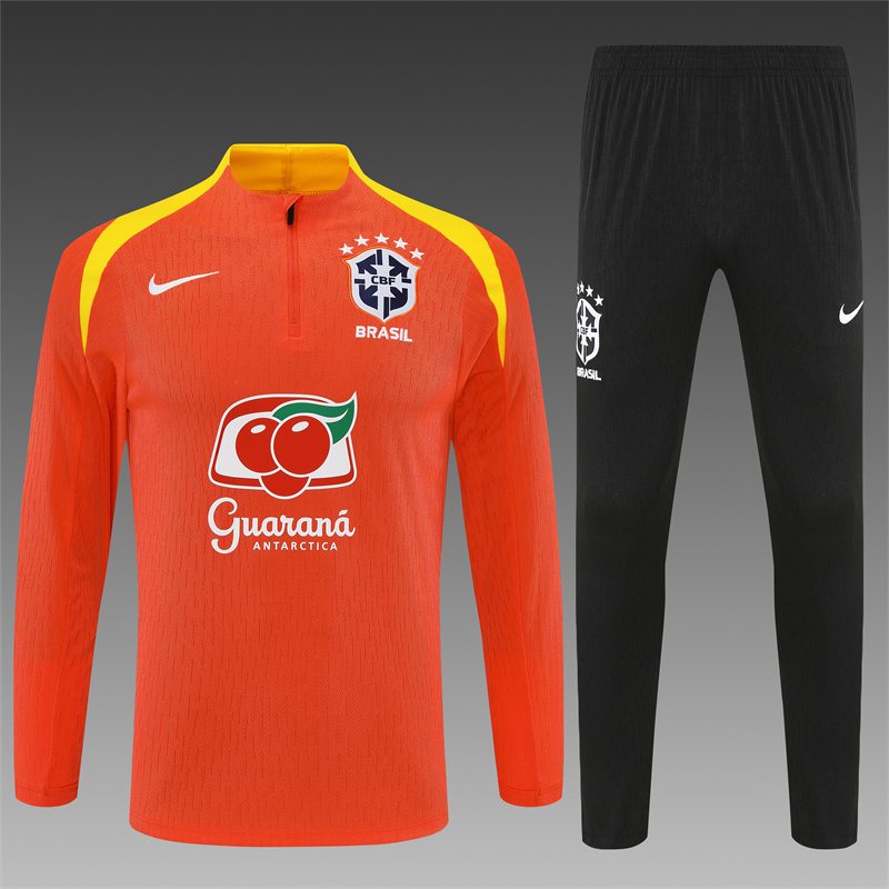 2025-26 Brazil Orange Half-Zip Training Jersey