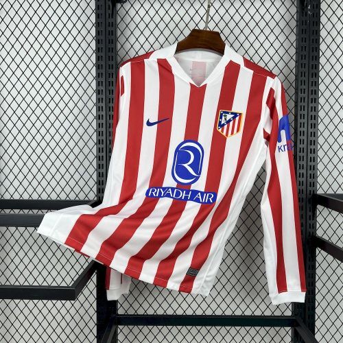 2025-26 Atletico Madrid Home Long-Sleeve Jersey - Fan Edition