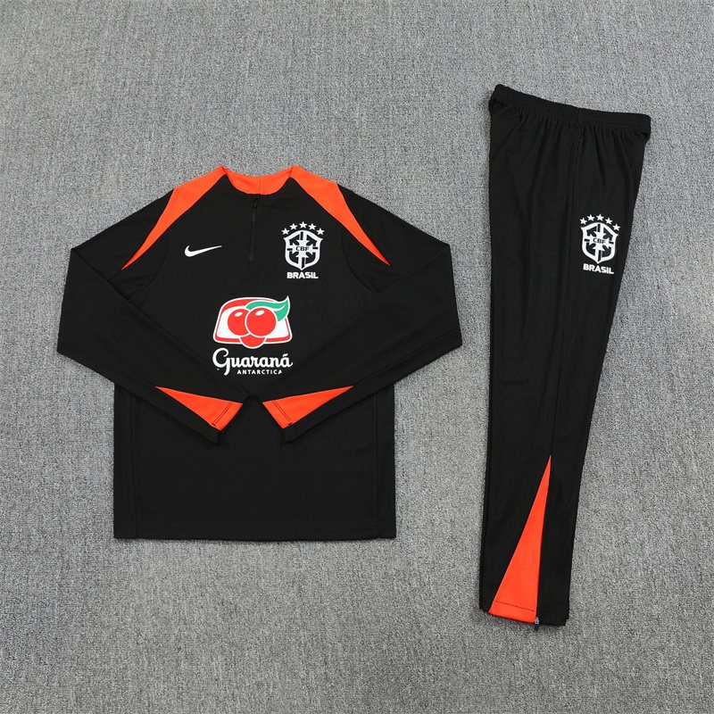 2025-26 Brazil Black Half-Zip Training Jersey
