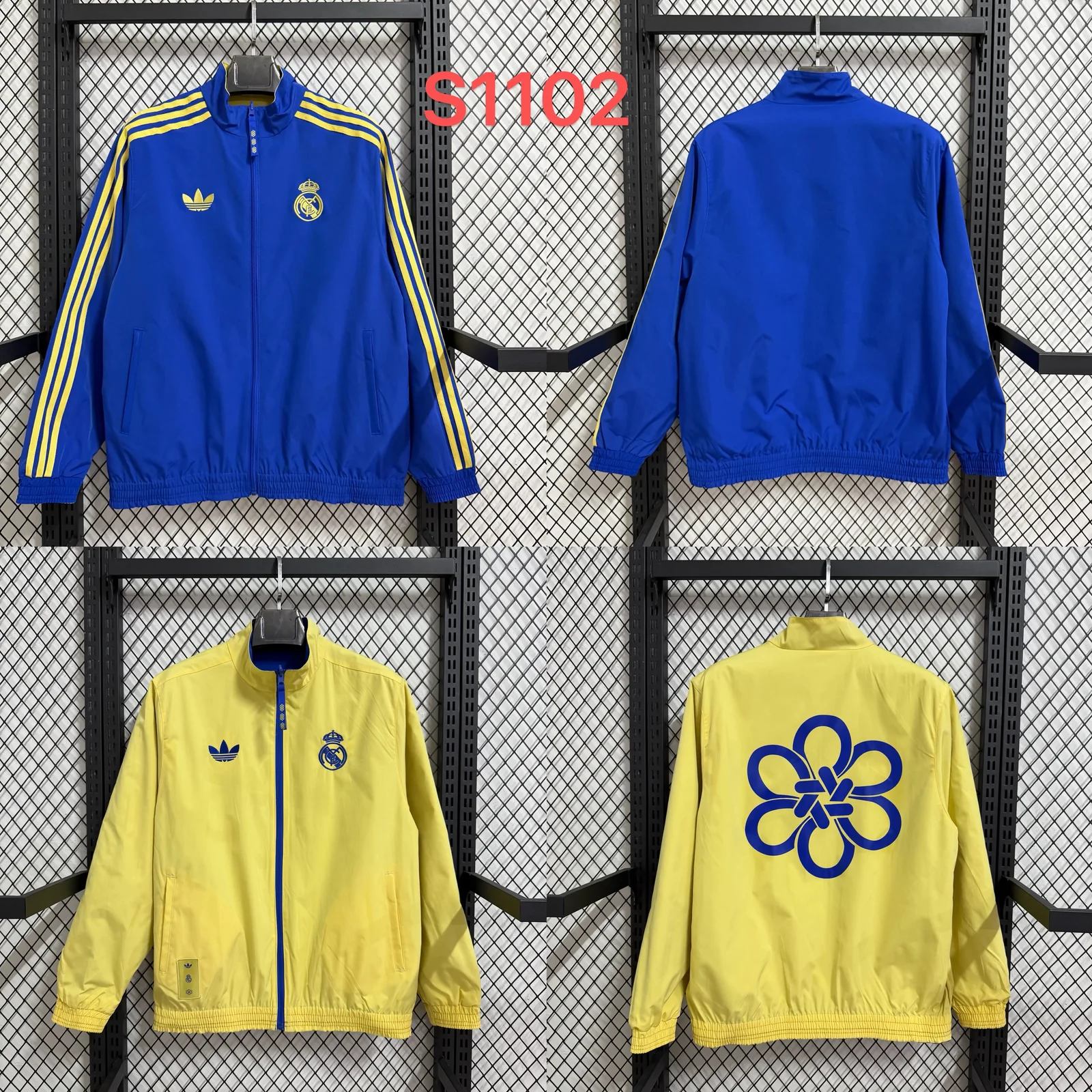 2025-26 Real Madrid Blue and Yellow Reversible Windbreaker Jacket
