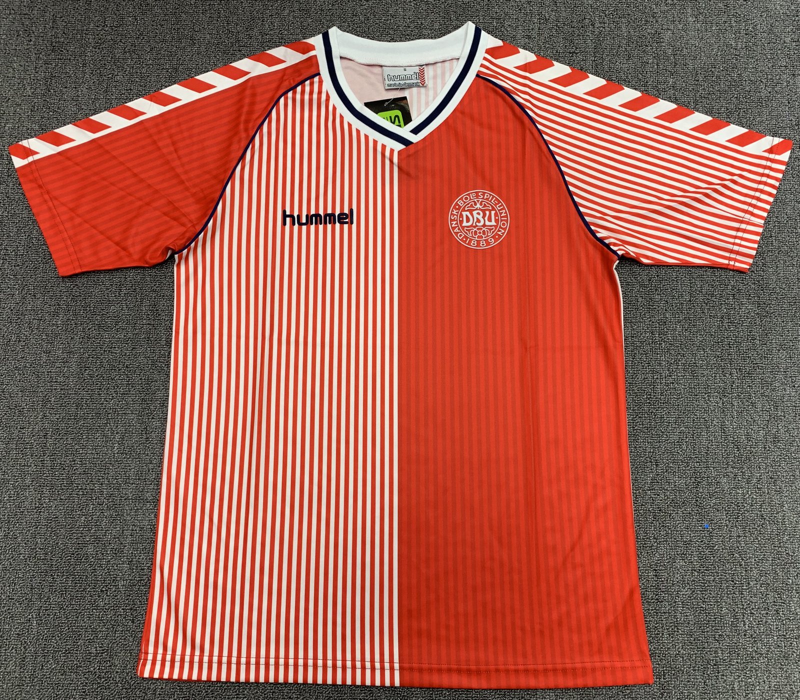1986 Denmark home red and white retro jersey