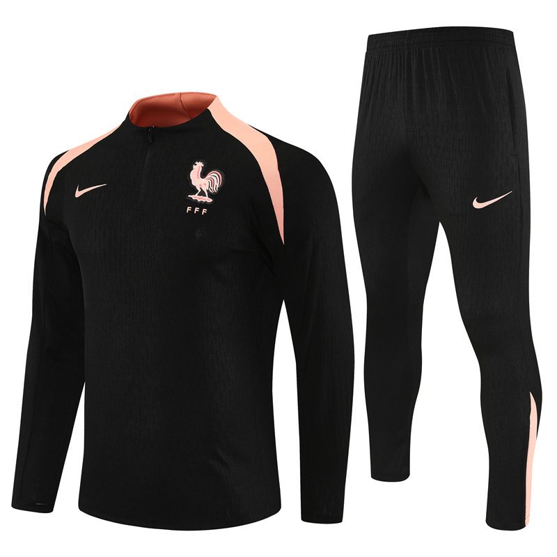 2025-26 France Black Half-Zip Training Jersey