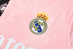 2025-26 Real Madrid black and pink short-sleeved training jersey