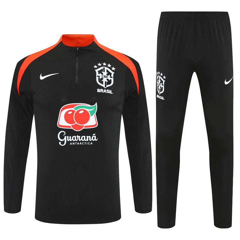 2025-26 Brazil Black Half-Zip Training Jersey