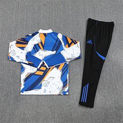 2025-26 Real Madrid yellow and blue camouflage half-pull training uniform jersey