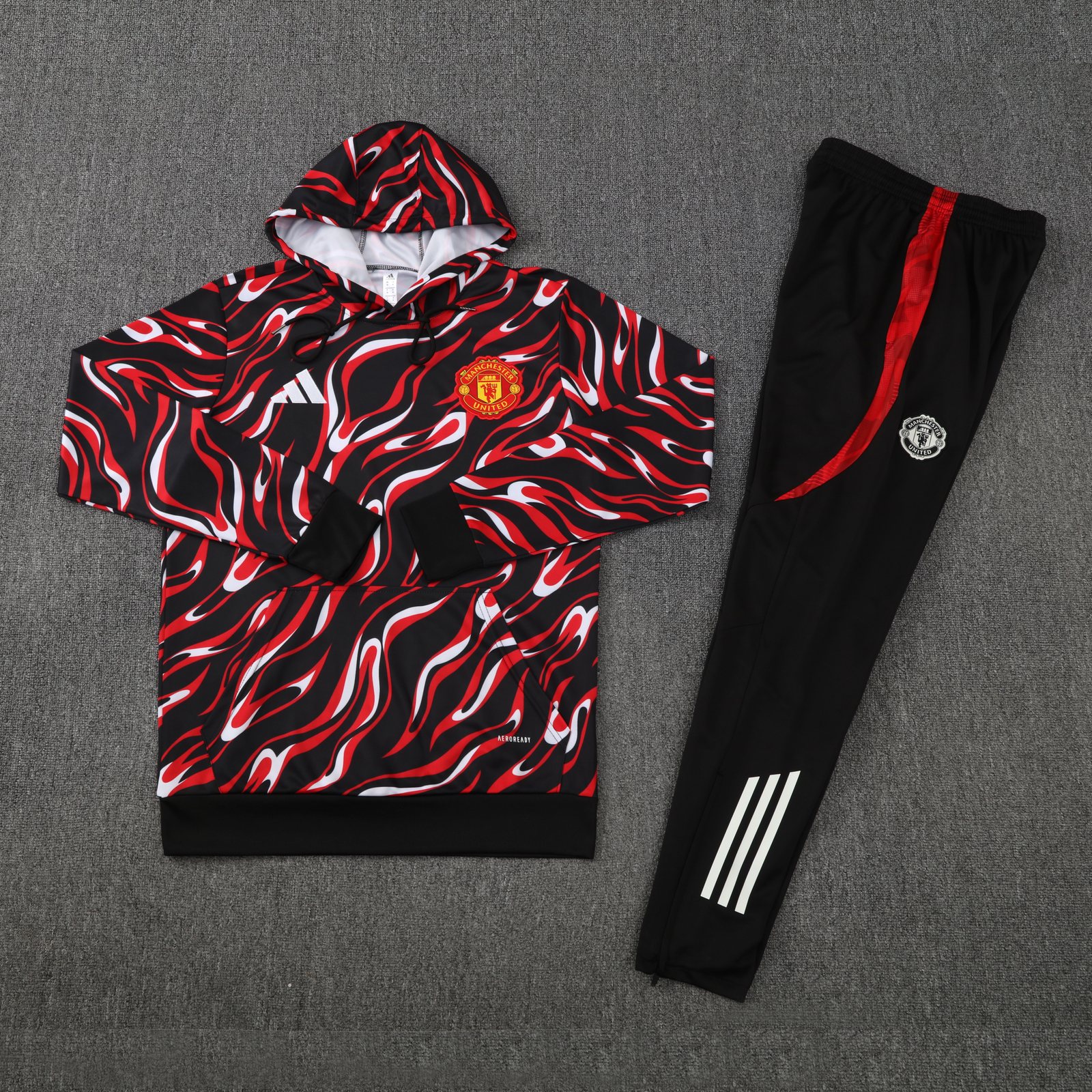 2025-26 Manchester United Black and Red Training Hooded Jersey