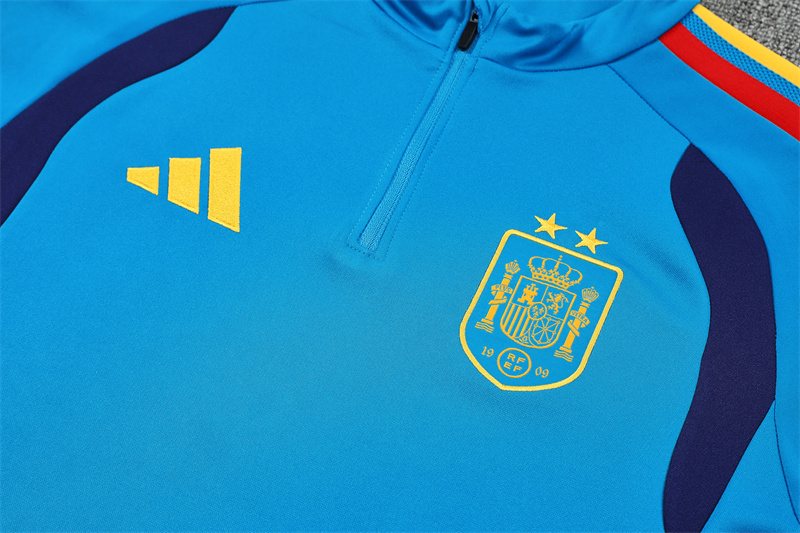 2026-27 Spain Team Lake Blue Half-Zip Training Jersey (Two Stars)