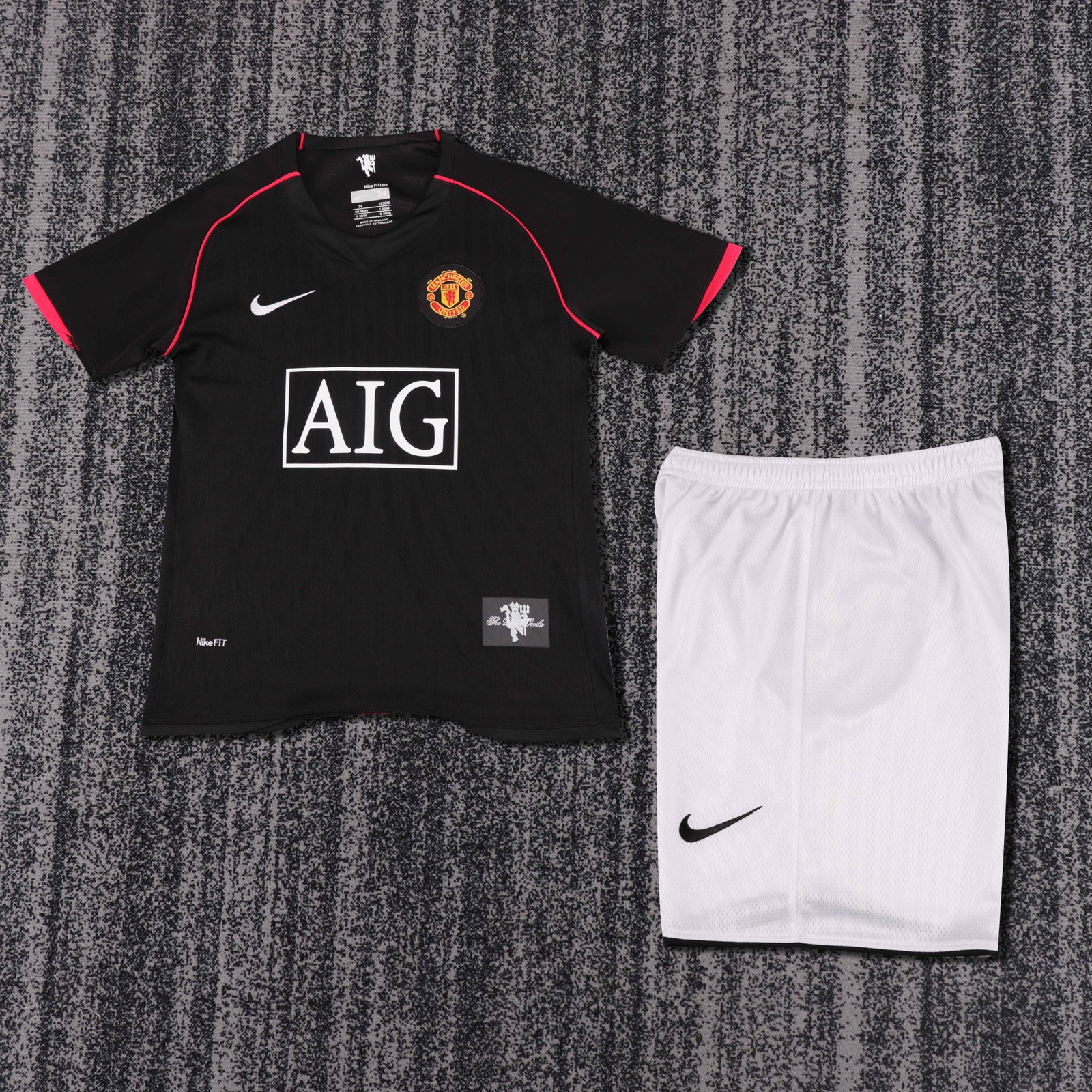 2007-08 Manchester United Away Retro Shirt Black - Kids Sizes